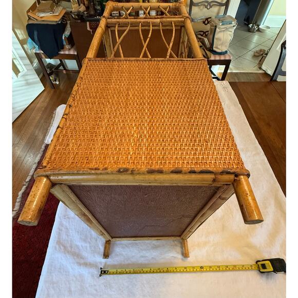 Mid 20th Century Vintage 30” Tall Bamboo Rattan Shelves Bookcase Cabinet Etagere - Picture 15 of 16